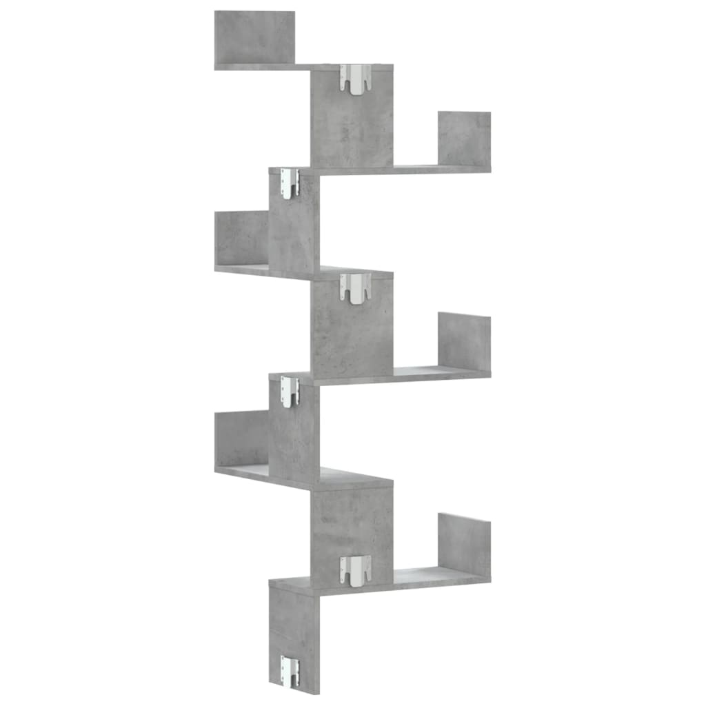 vidaXL Estantería de pared de esquina madera gris hormigón 45x45x147cm