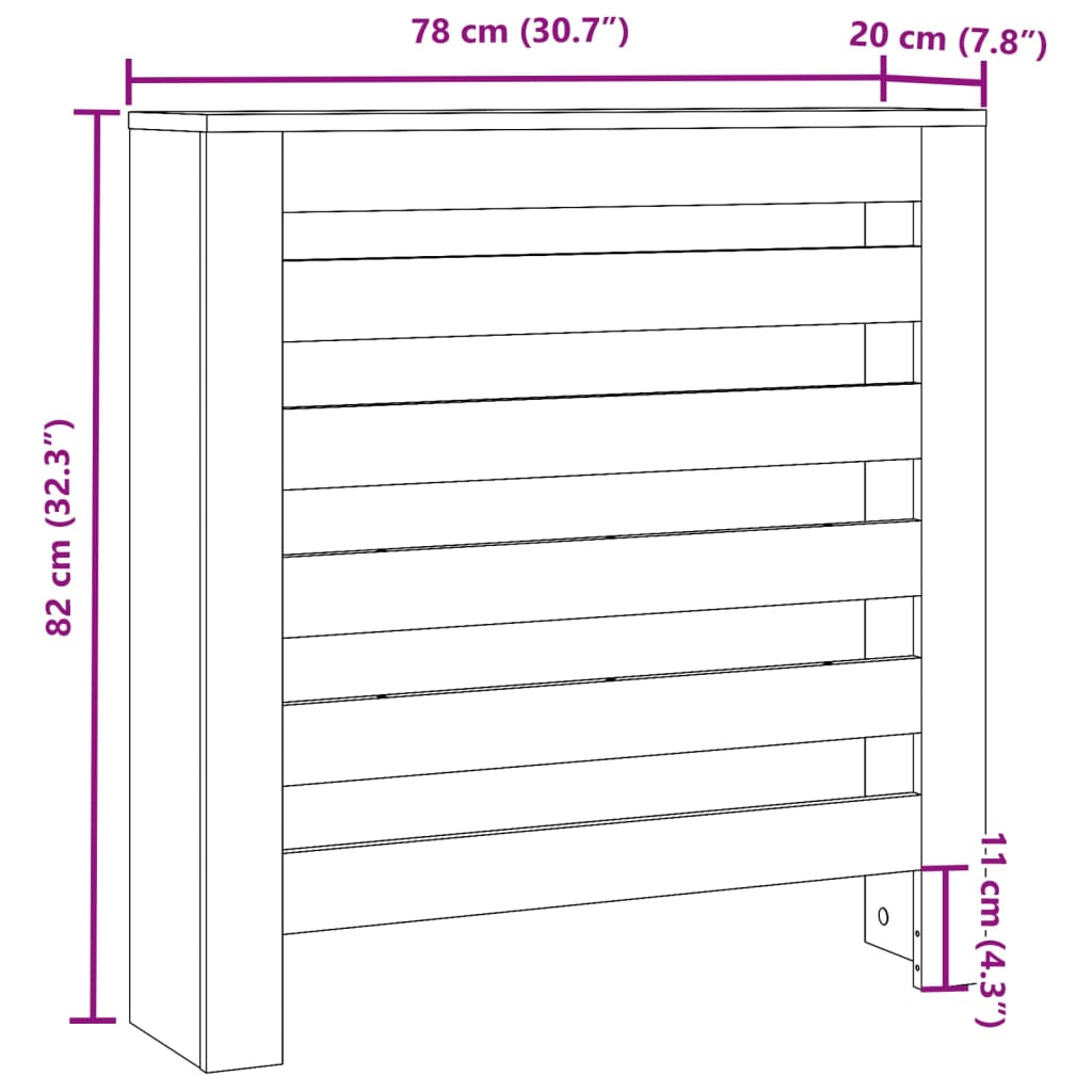 vidaXL Cubierta de radiador madera de ingeniería blanco 78x20x82 cm