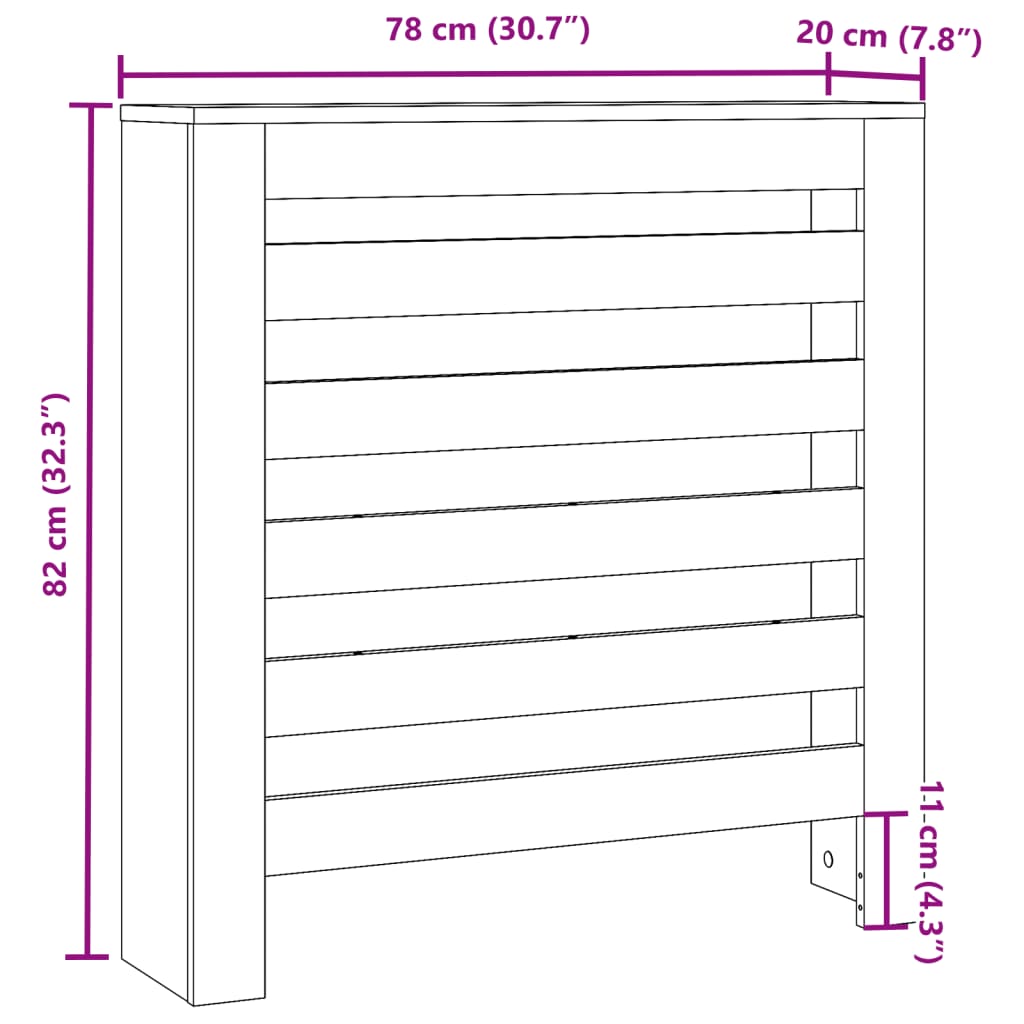 vidaXL Cubierta de radiador madera ingeniería roble Sonoma 78x20x82 cm