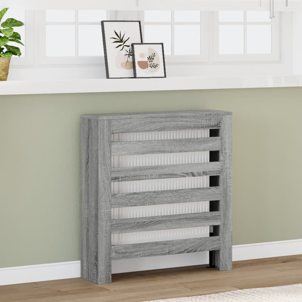 vidaXL Cubierta de radiador madera ingeniería gris Sonoma 78x20x82 cm