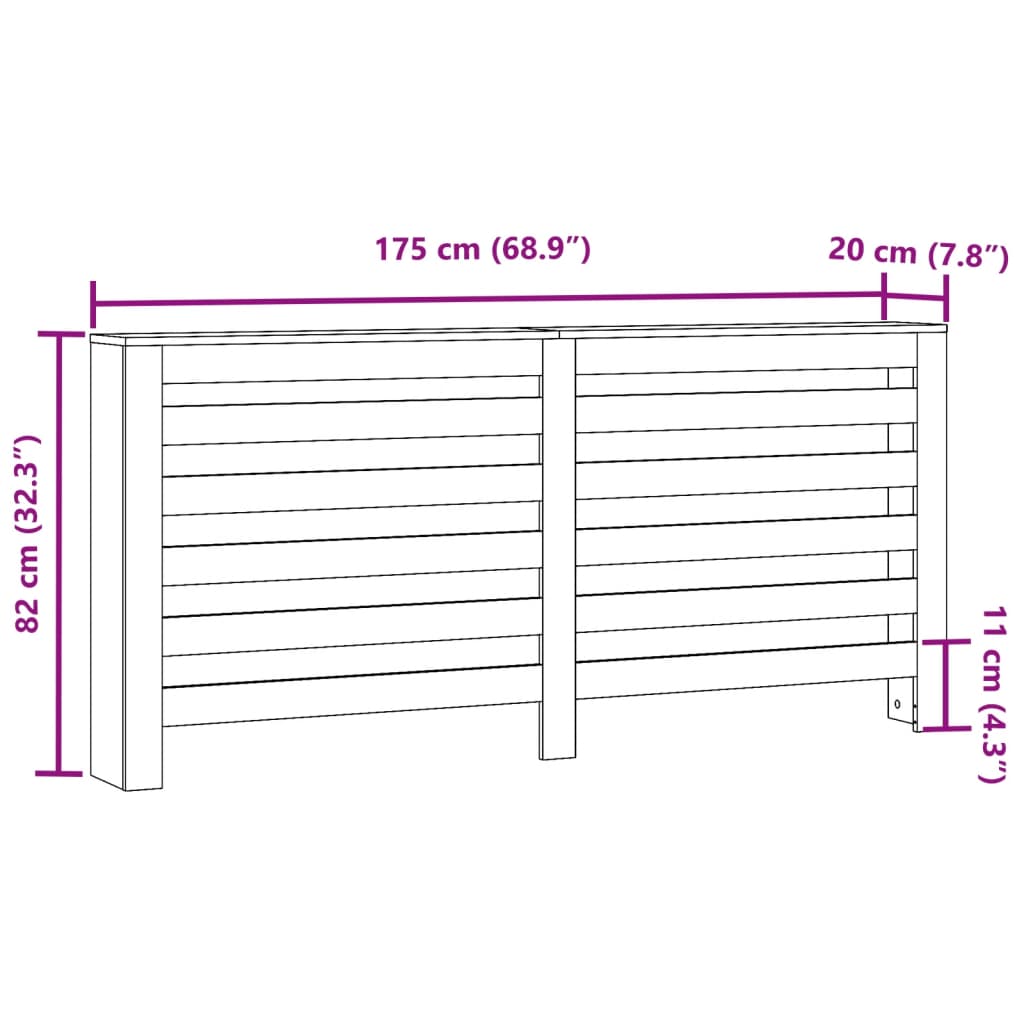 vidaXL Cubierta de radiador madera ingeniería marrón roble 175x20x82cm