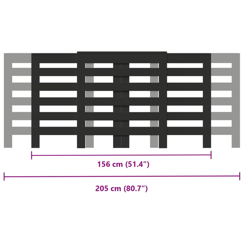 vidaXL Cubierta de radiador madera de ingeniería negro 205x21,5x83,5cm