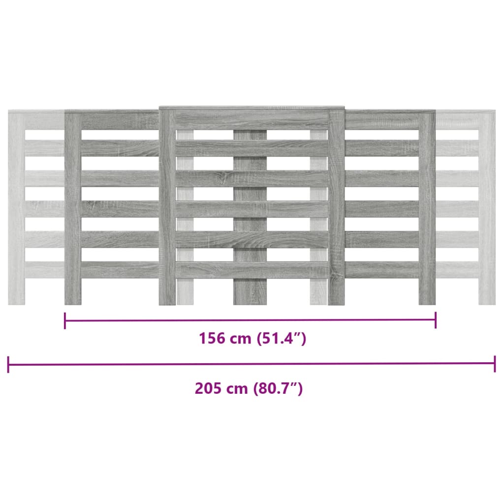 vidaXL Cubierta de radiador madera color gris Sonoma 205x21,5x83,5 cm