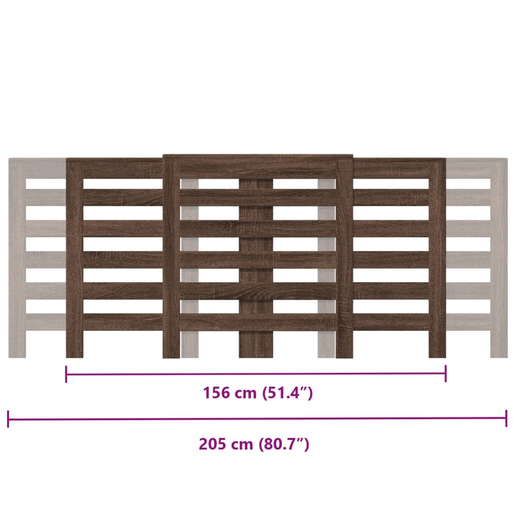 vidaXL Cubierta de radiador madera marrón roble 205x21,5x83,5 cm