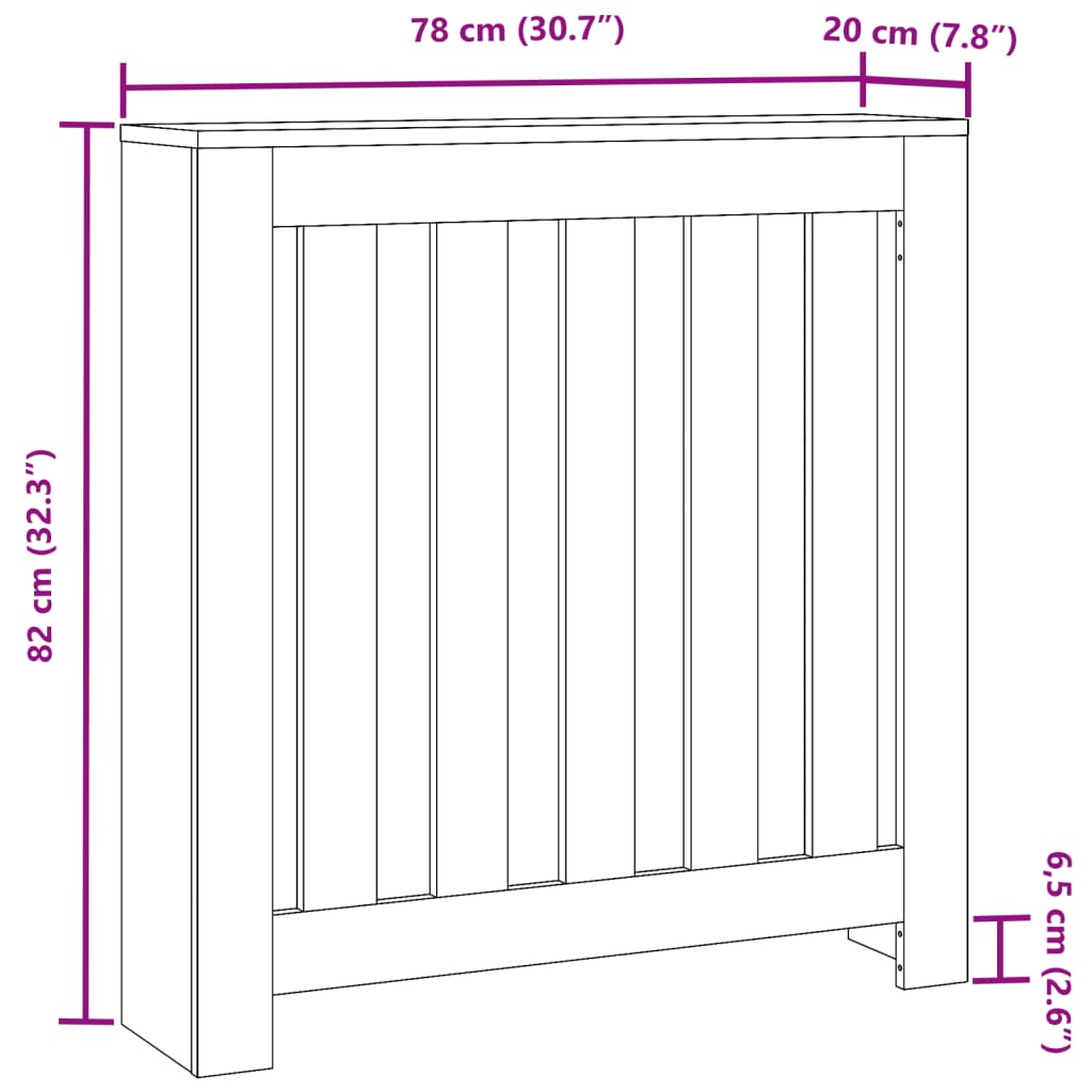 vidaXL Cubierta de radiador madera de ingeniería blanco 78x20x82 cm