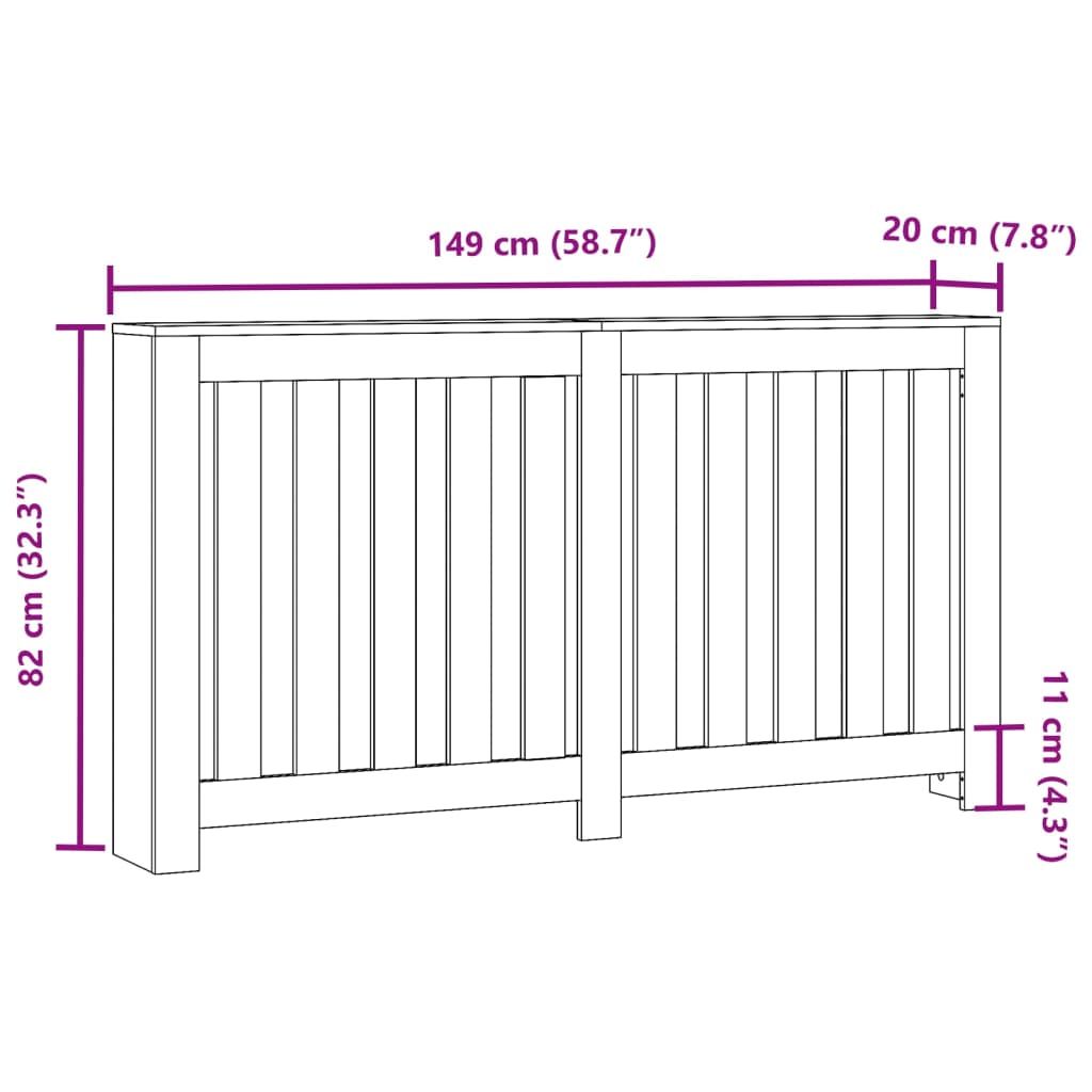 vidaXL Cubierta de radiador madera ingeniería roble Sonoma 149x20x82cm