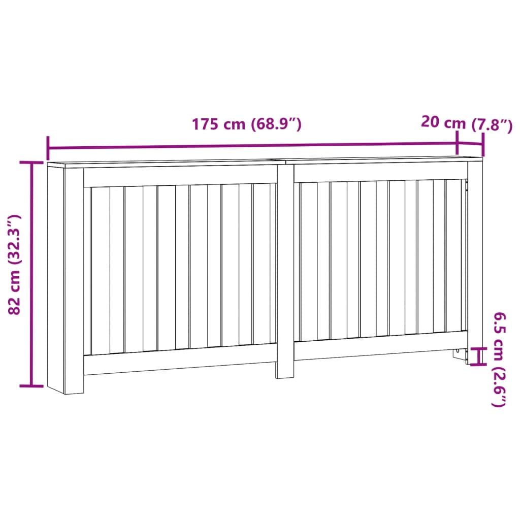 vidaXL Cubierta de radiador madera ingeniería roble Sonoma 175x20x82cm