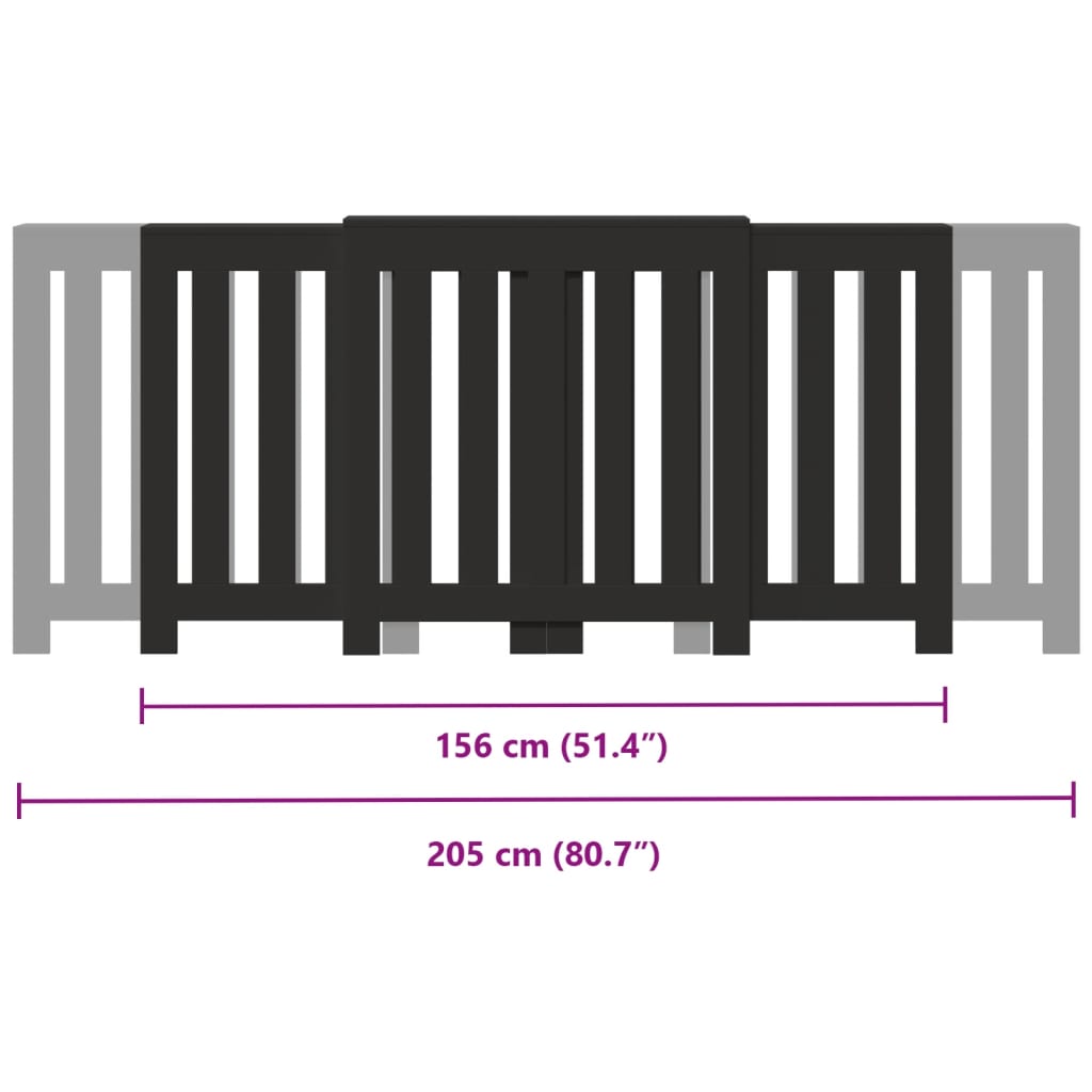 vidaXL Cubierta de radiador madera de ingeniería negro 205x21,5x83,5cm