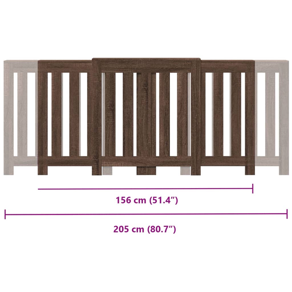 vidaXL Cubierta de radiador madera marrón roble 205x21,5x83,5 cm