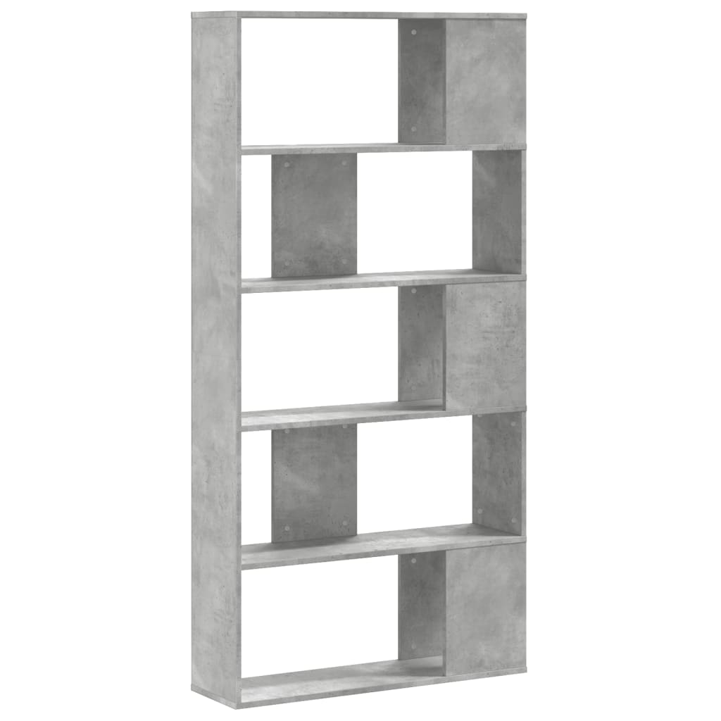 vidaXL Librería de 5 niveles madera gris hormigón 80,5x23,5x162,5 cm