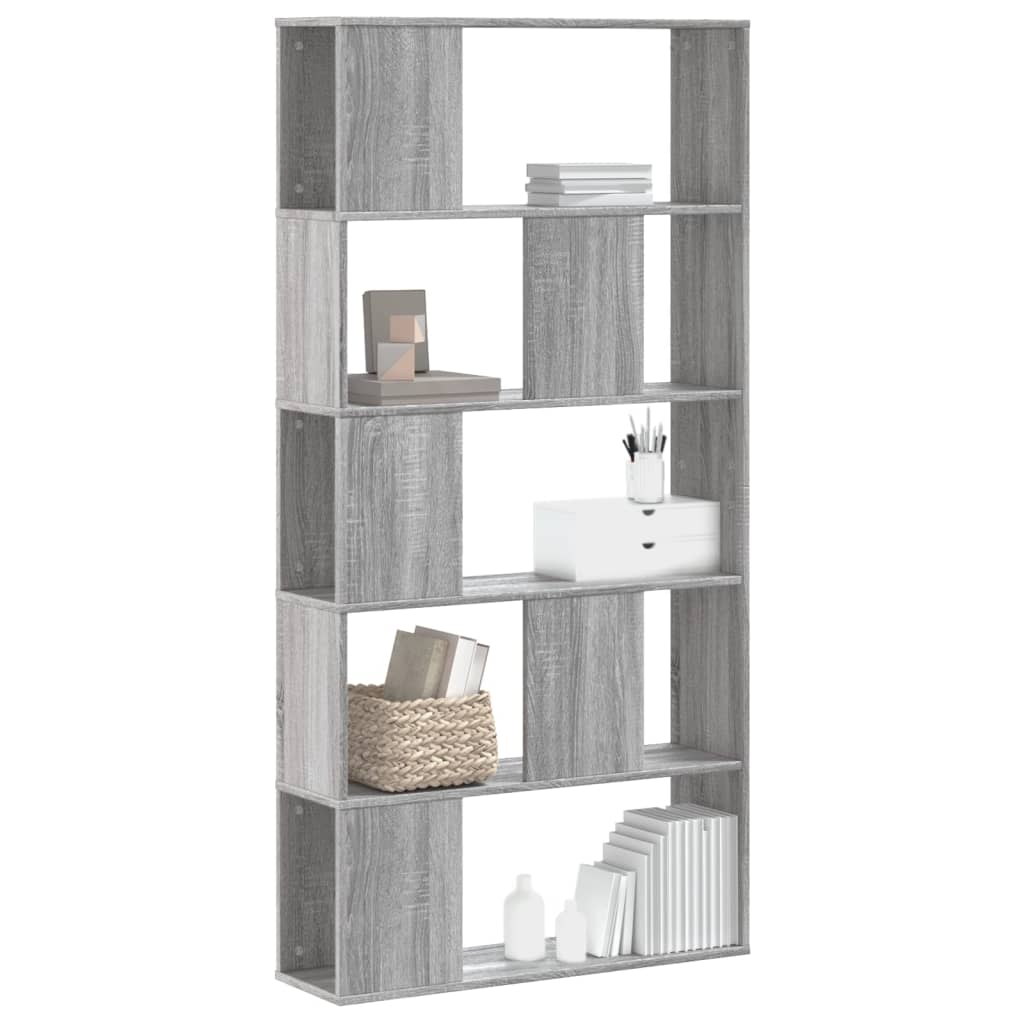 vidaXL Librería de 5 niveles madera gris Sonoma 80,5x23,5x162,5 cm