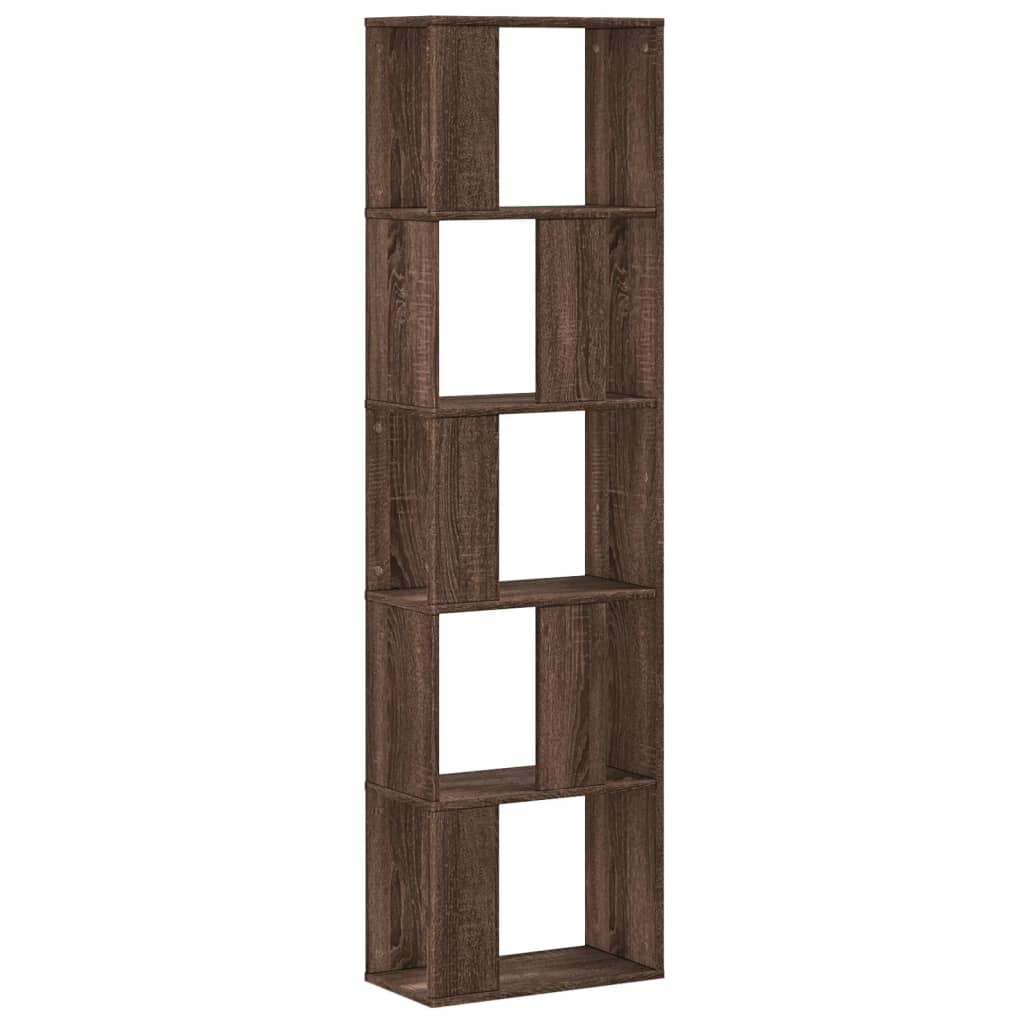 vidaXL Librería de 5 niveles madera de ingeniería marrón roble