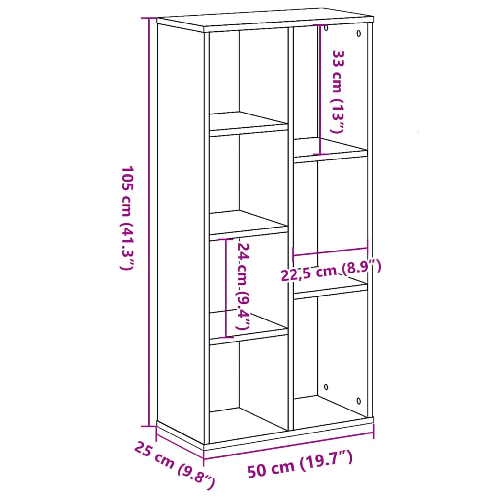 vidaXL Estantería de madera de ingeniería blanca 50x25x105 cm