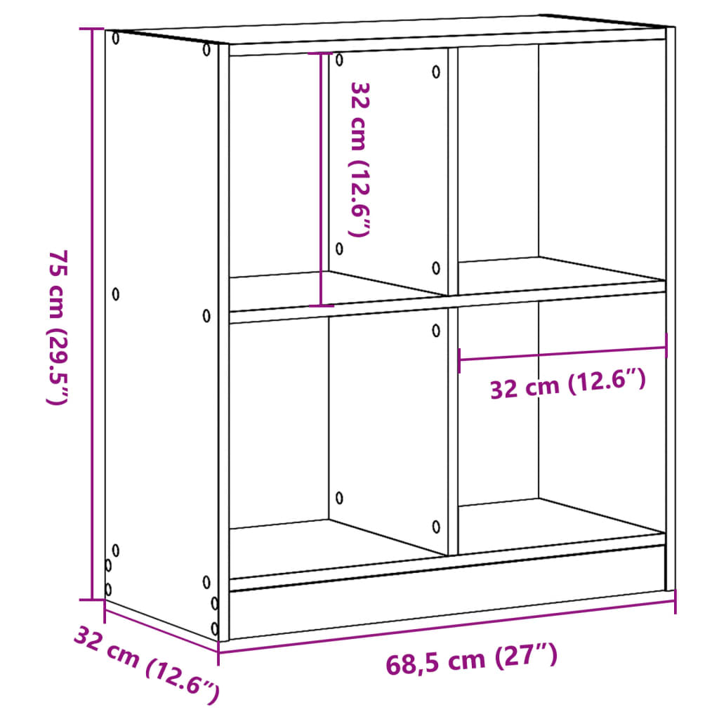 vidaXL Estantería de madera de ingeniería blanca 68,5x32x75 cm