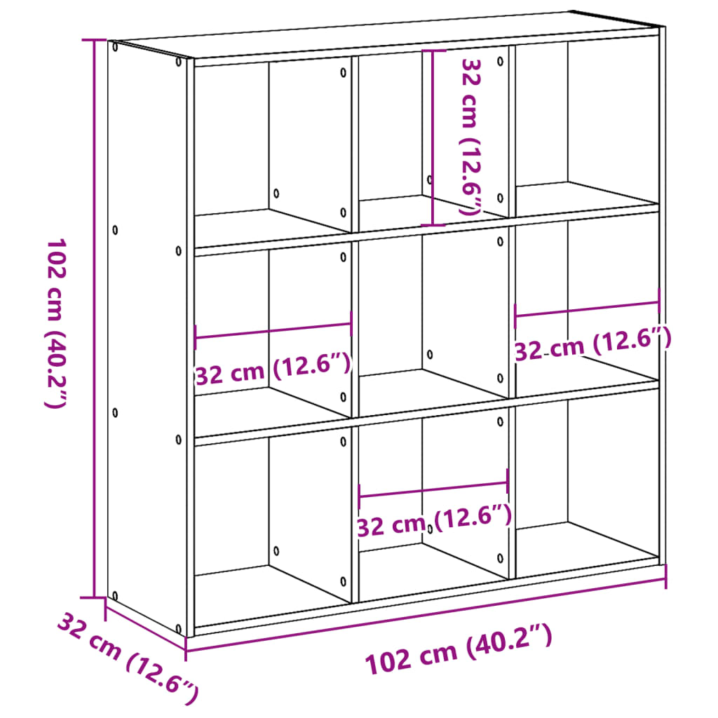 vidaXL Estantería de madera de ingeniería blanca 102x32x102 cm