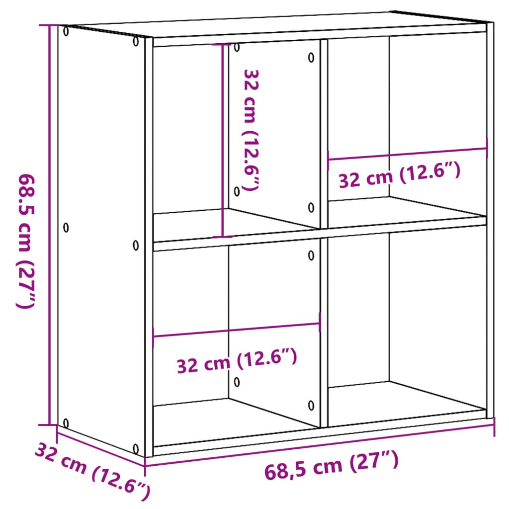 vidaXL Estantería madera de ingeniería negro 68,5x32x68,5 cm