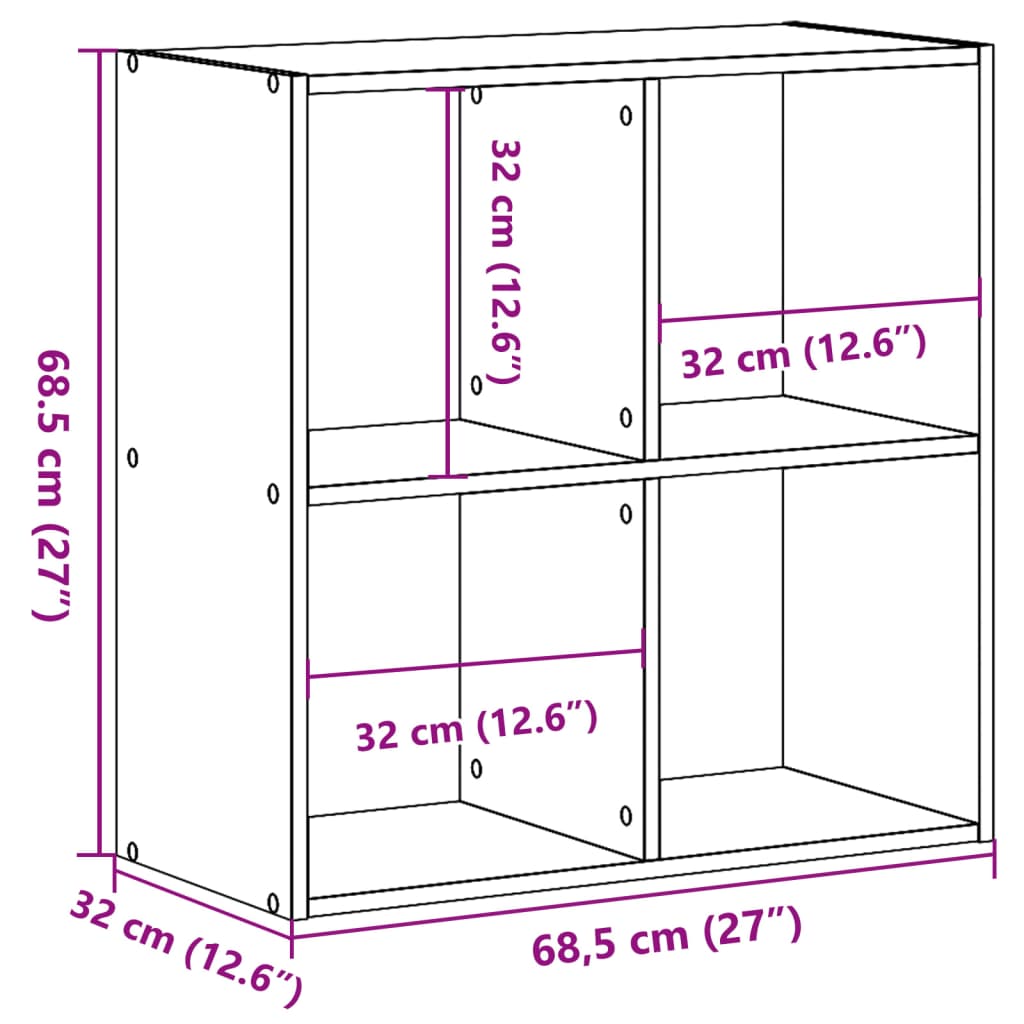 vidaXL Estantería madera ingeniería color envejecido 68,5x32x68,5 cm