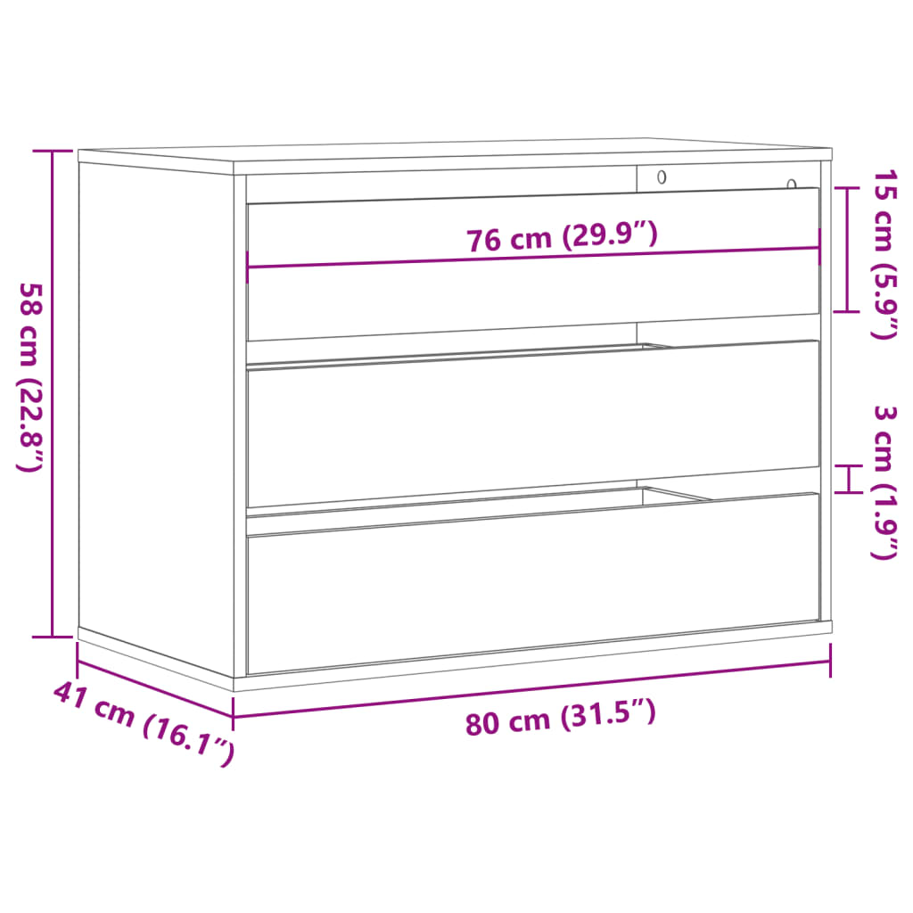 vidaXL Cajonera de esquina madera de ingeniería blanca 80x41x58 cm