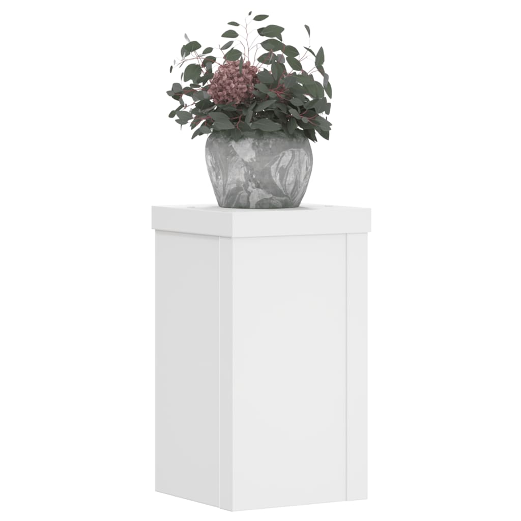 vidaXL Soportes de plantas 2 uds madera ingeniería blanco 10x10x18 cm