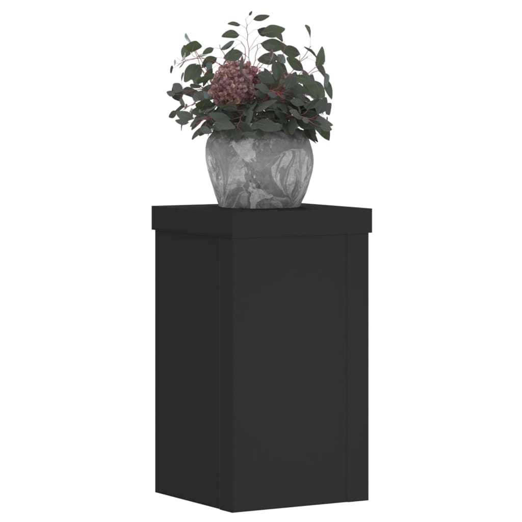 vidaXL Soportes de plantas 2 uds madera ingeniería negro 10x10x18 cm