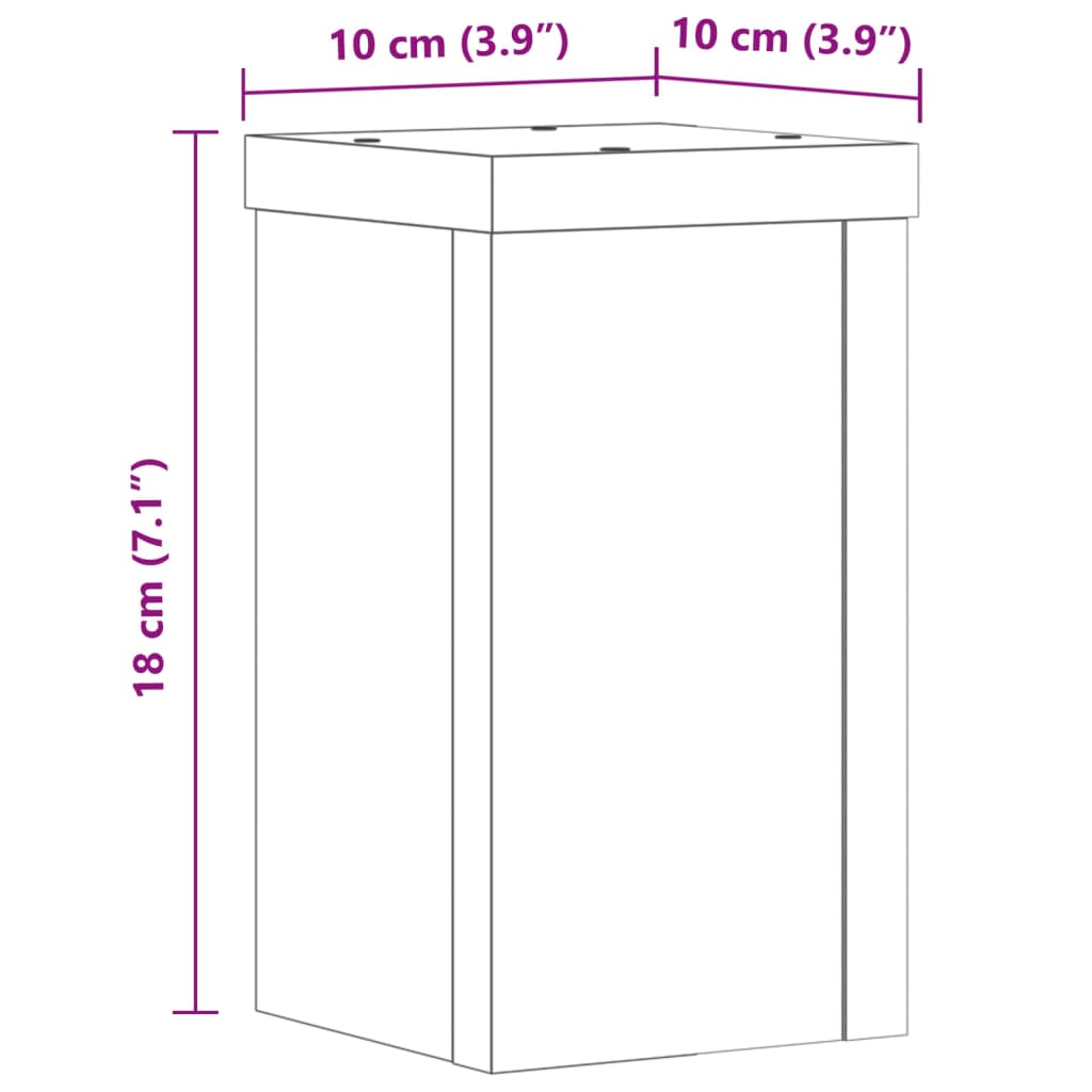 vidaXL Soportes de plantas 2 uds madera ingeniería negro 10x10x18 cm