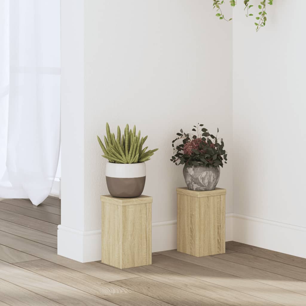 vidaXL Soportes de plantas 2 uds madera roble Sonoma 10x10x18 cm