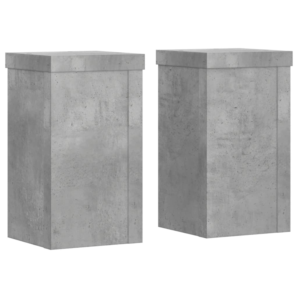 vidaXL Soportes de plantas 2 uds madera gris hormigón 10x10x18 cm