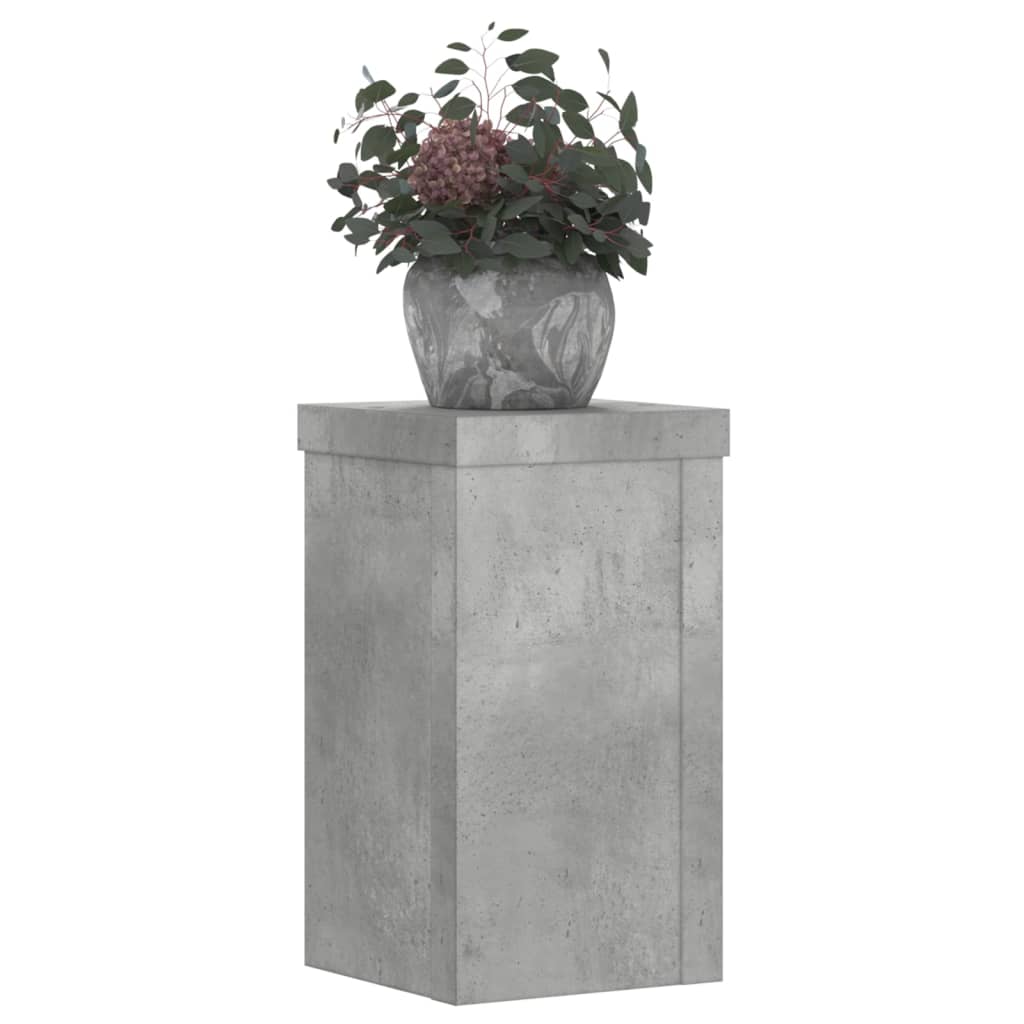 vidaXL Soportes de plantas 2 uds madera gris hormigón 10x10x18 cm