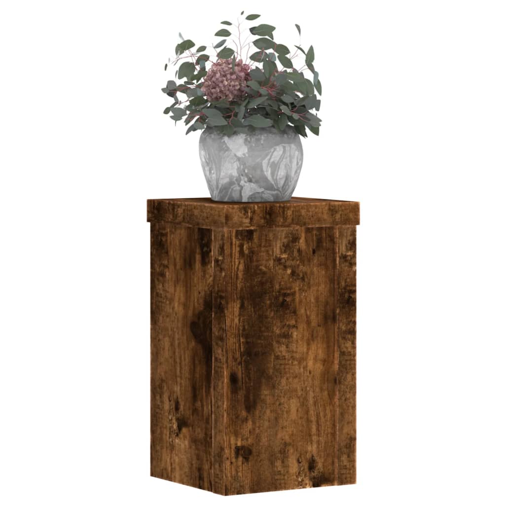 vidaXL Soportes de plantas 2 uds madera roble ahumado 10x10x18 cm