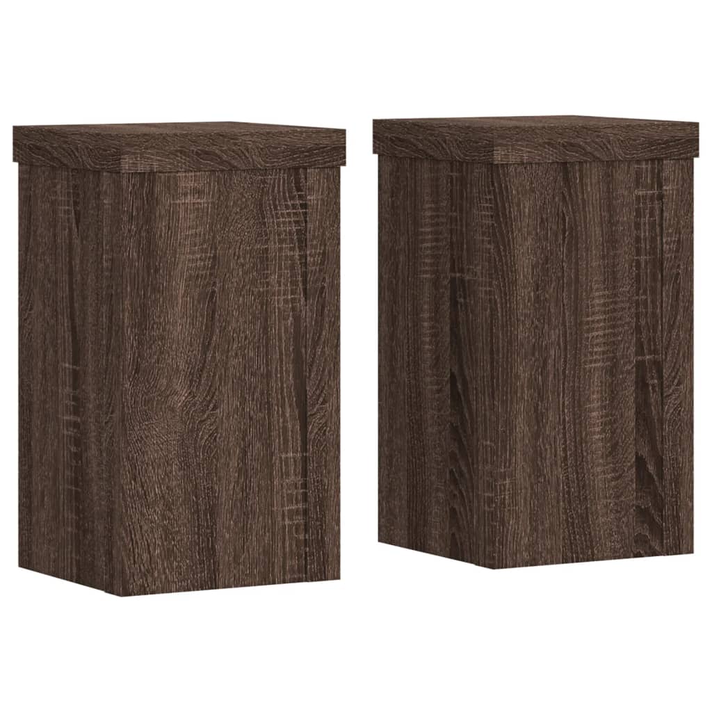 vidaXL Soportes de plantas 2 uds madera marrón roble 10x10x18 cm