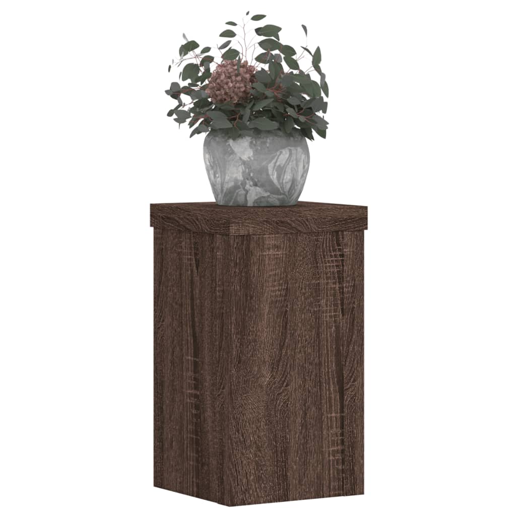 vidaXL Soportes de plantas 2 uds madera marrón roble 10x10x18 cm