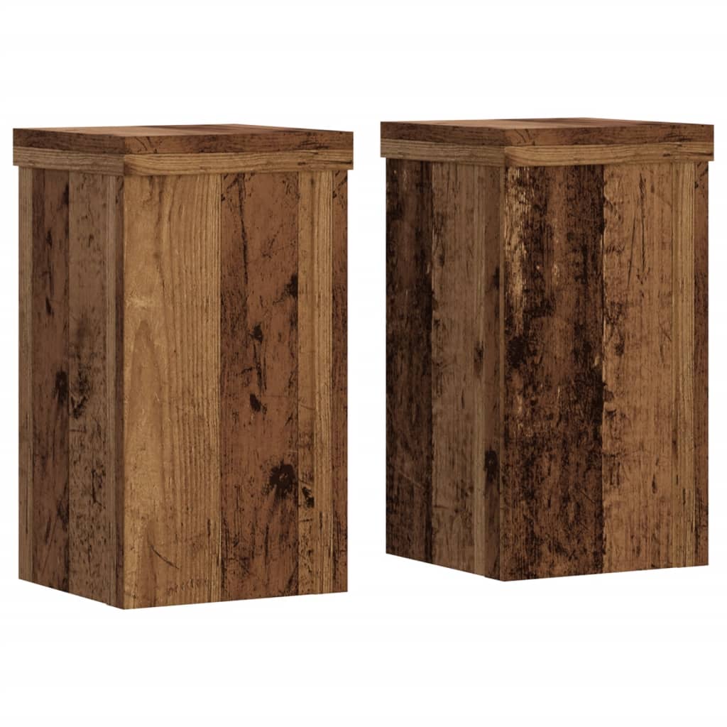 vidaXL Soportes de plantas 2 uds madera roble envejecido 10x10x18 cm