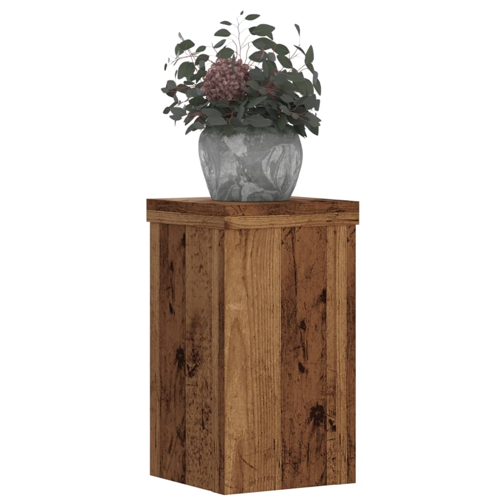 vidaXL Soportes de plantas 2 uds madera roble envejecido 10x10x18 cm