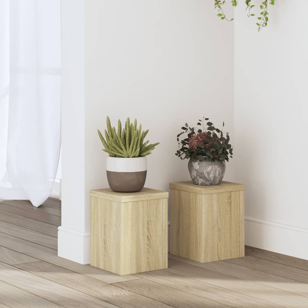 vidaXL Soportes de plantas 2 uds madera roble Sonoma 15x15x20 cm