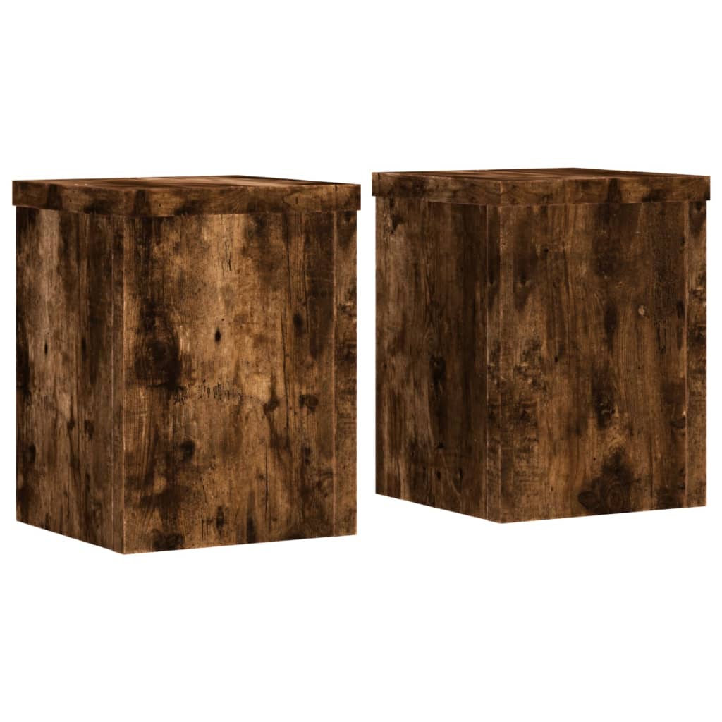 vidaXL Soportes de plantas 2 uds madera roble ahumado 15x15x20 cm