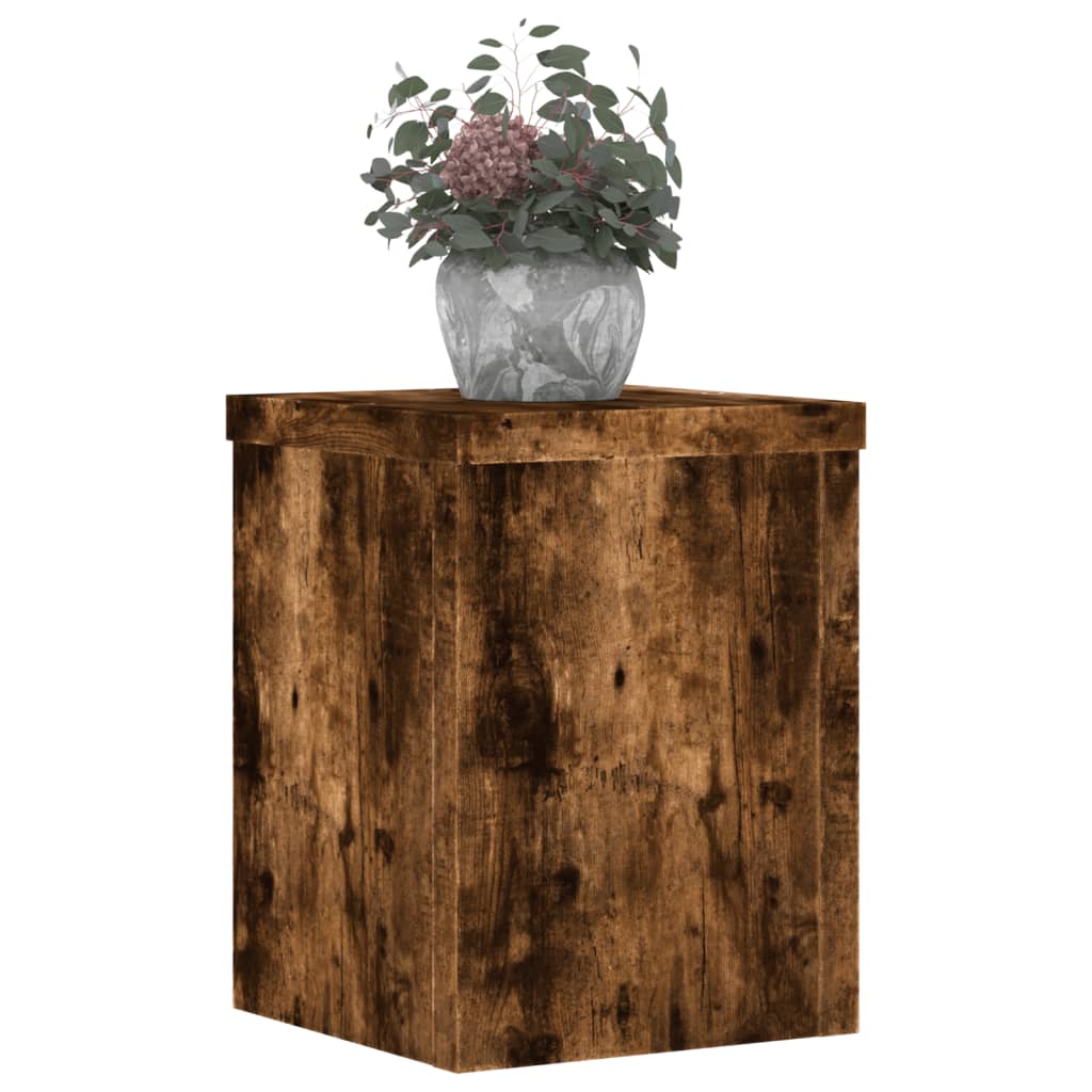 vidaXL Soportes de plantas 2 uds madera roble ahumado 15x15x20 cm