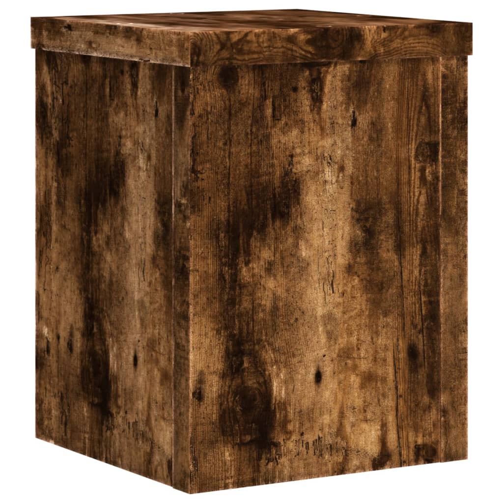 vidaXL Soportes de plantas 2 uds madera roble ahumado 15x15x20 cm