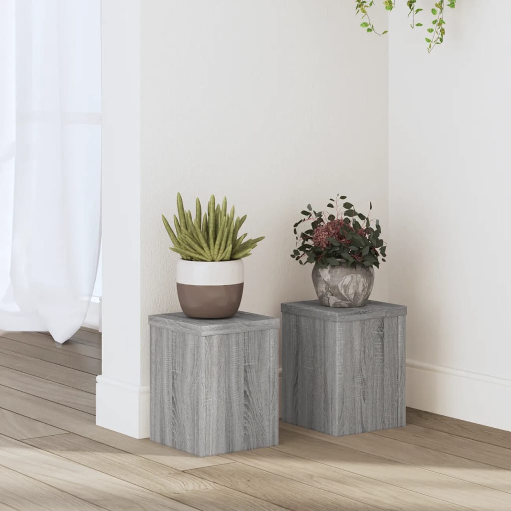 vidaXL Soportes de plantas 2 uds madera gris Sonoma 15x15x20 cm