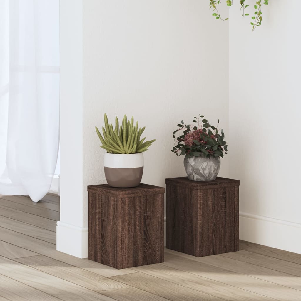 vidaXL Soportes de plantas 2 uds madera marrón roble 15x15x20 cm