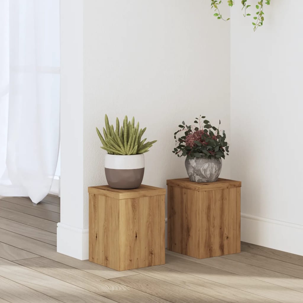 vidaXL Soportes de plantas 2 uds madera roble artisian 15x15x20 cm