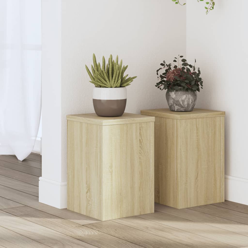 vidaXL Soportes de plantas 2 uds madera roble Sonoma 20x20x30 cm