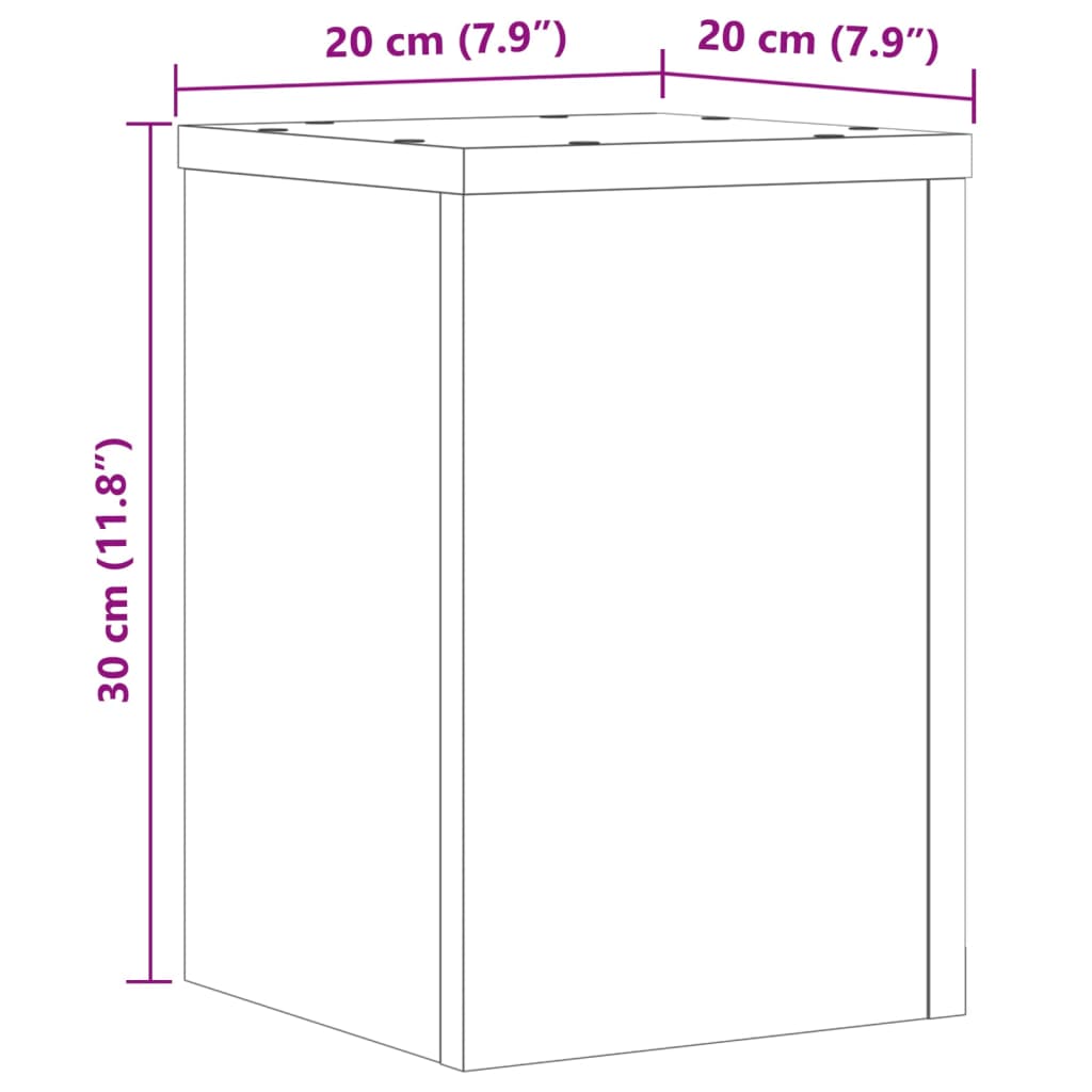 vidaXL Soportes de plantas 2 uds madera roble ahumado 20x20x30 cm