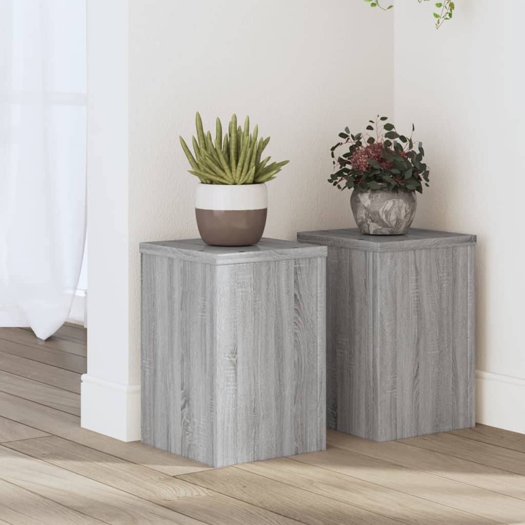 vidaXL Soportes de plantas 2 uds madera gris Sonoma 20x20x30 cm