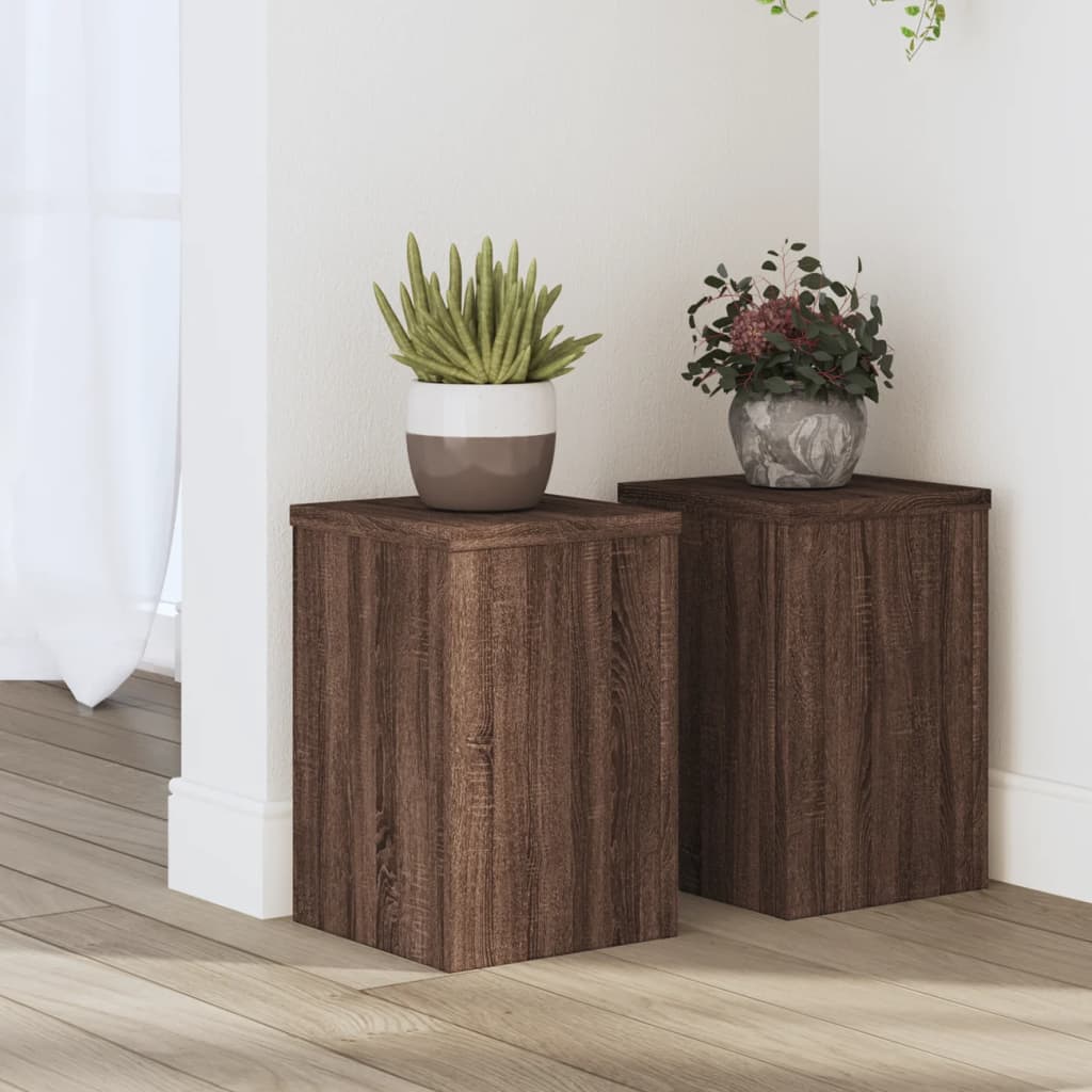 vidaXL Soportes de plantas 2 uds madera marrón roble 20x20x30 cm