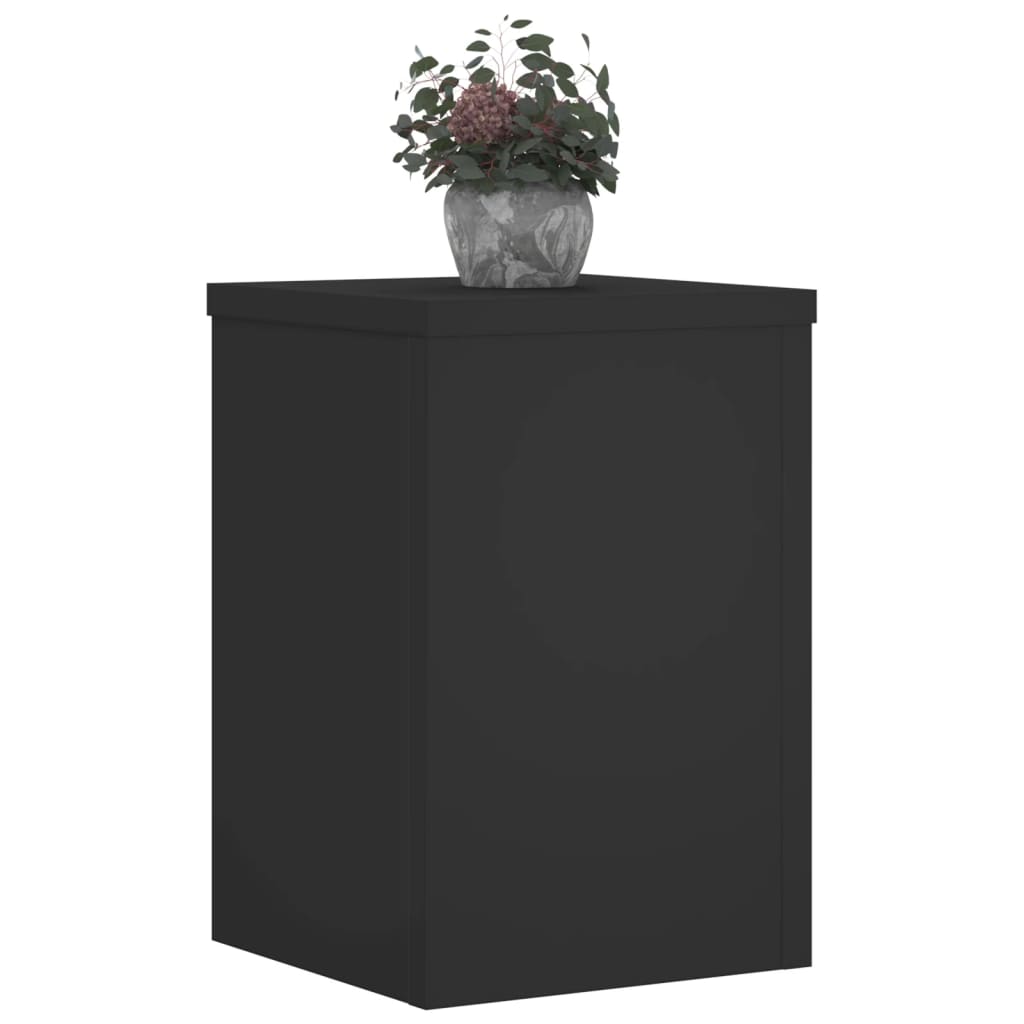 vidaXL Soportes de plantas 2 uds madera ingeniería negro 25x25x35 cm