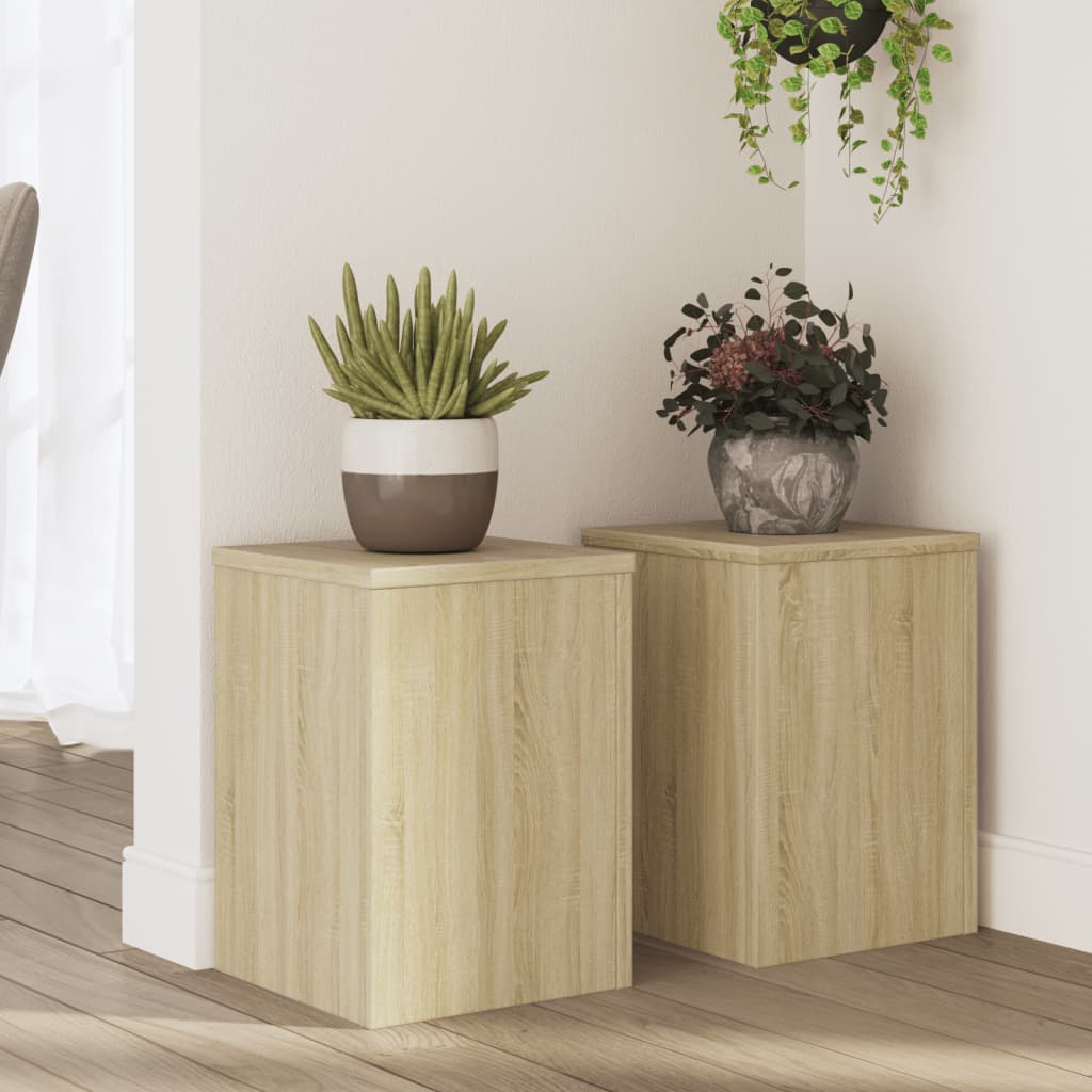 vidaXL Soportes de plantas 2 uds madera roble Sonoma 25x25x35 cm