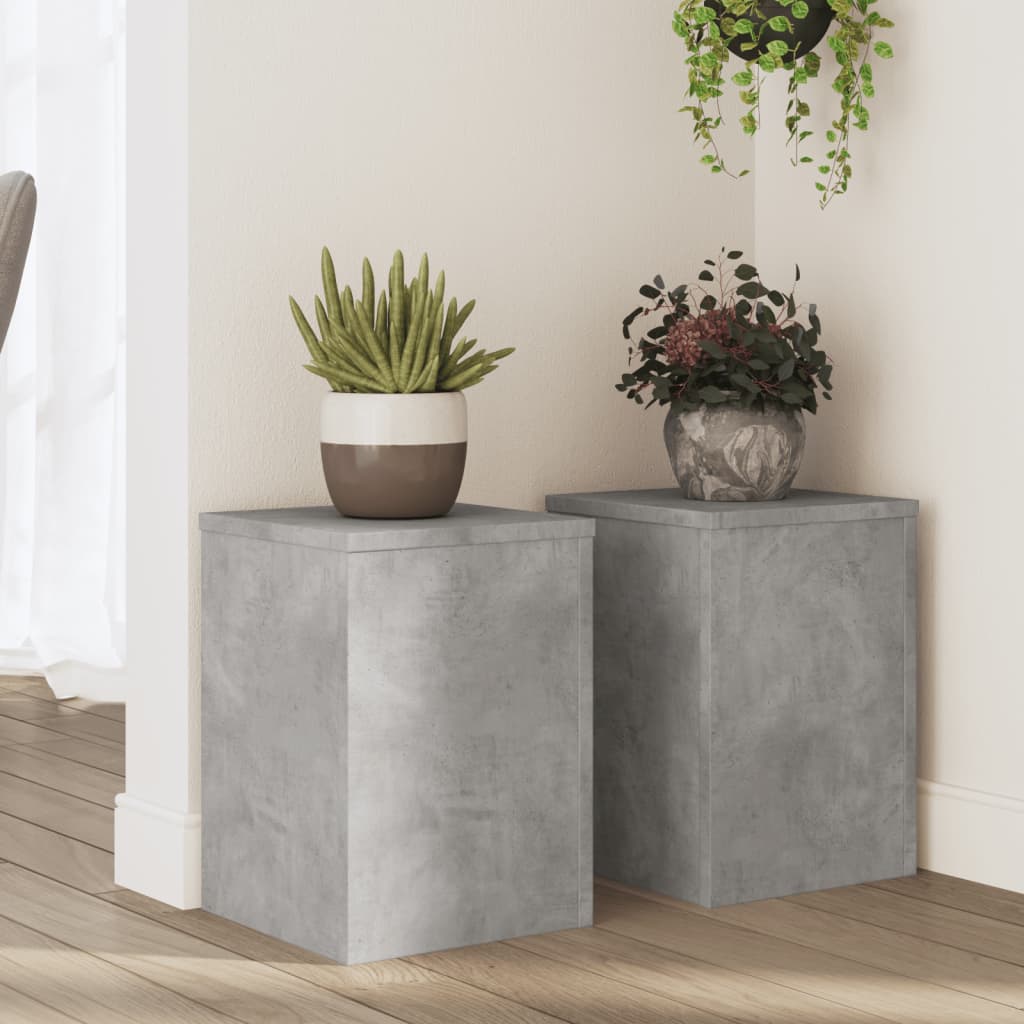 vidaXL Soportes de plantas 2 uds madera gris hormigón 25x25x35 cm