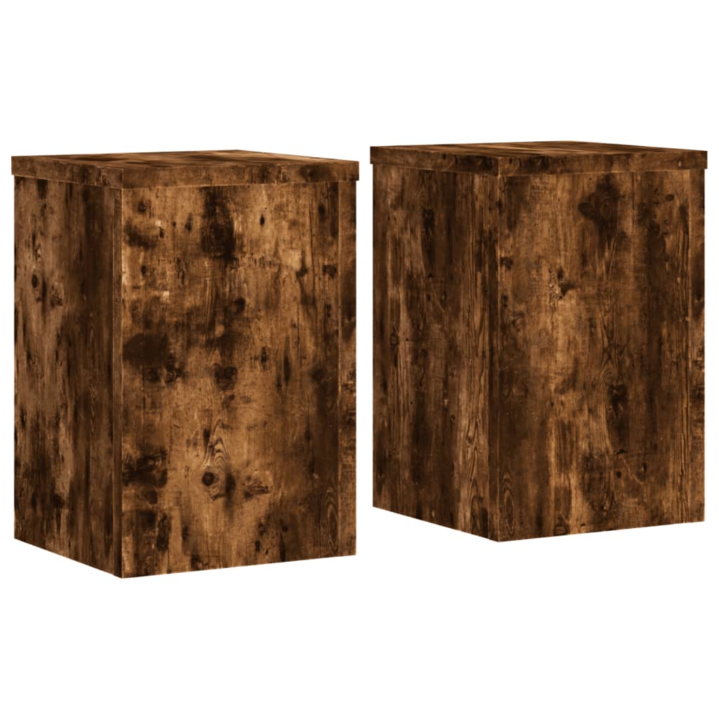 vidaXL Soportes de plantas 2 uds madera roble ahumado 25x25x35 cm