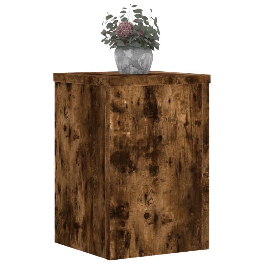 vidaXL Soportes de plantas 2 uds madera roble ahumado 25x25x35 cm