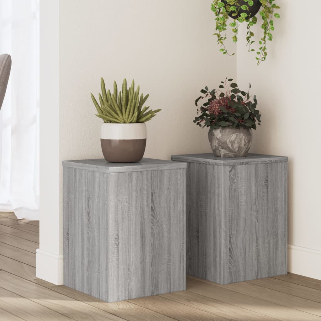 vidaXL Soportes de plantas 2 uds madera gris Sonoma 25x25x35 cm